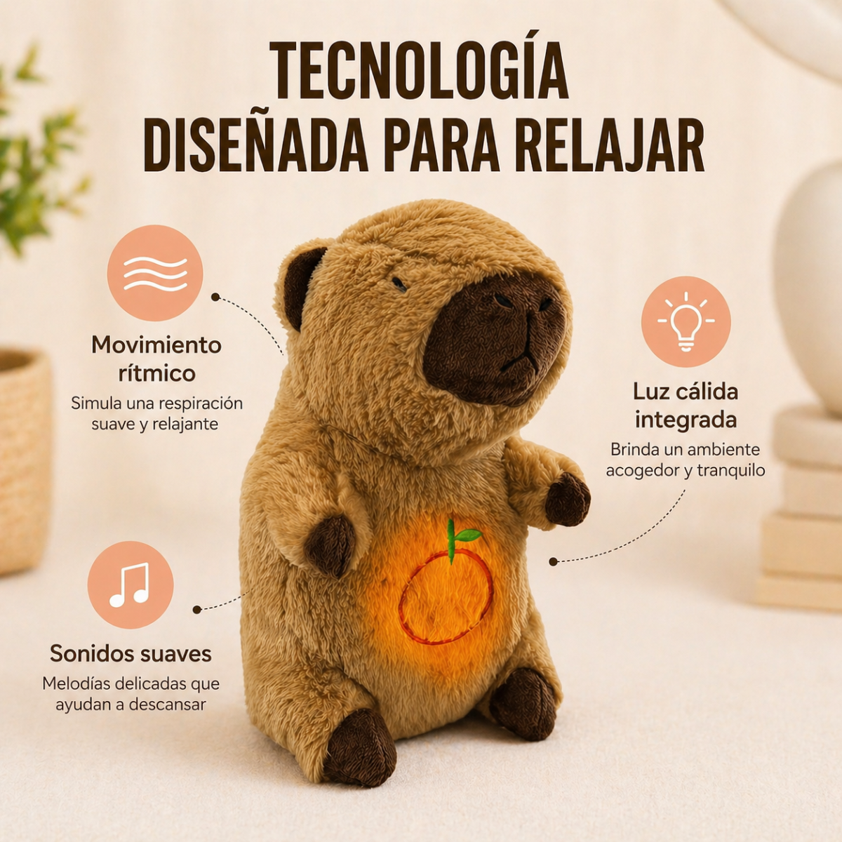 Peluche Capira con Respiración Rítmica